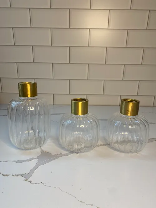 Gold Rimmed Bubble Glass Vase