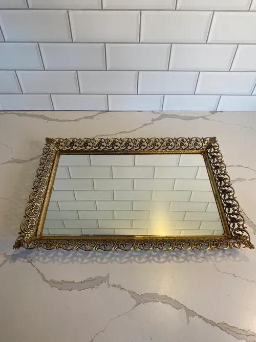 Gold Framed Mirrored Tray