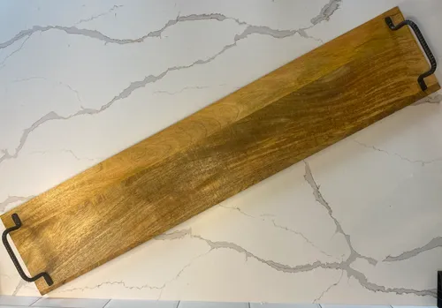 Long Cheese Board with Black Metal Handles