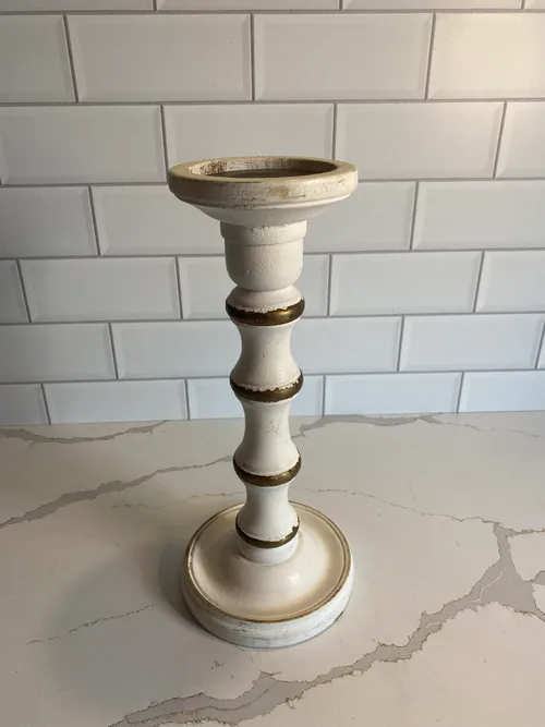 Medium White with Gold Candleholder