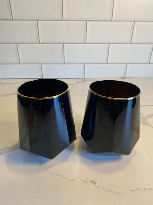 Set of 2 Dark Navy Stemless Wine Glass