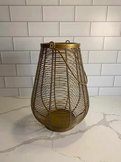 Medium Gold Round Wire Lantern