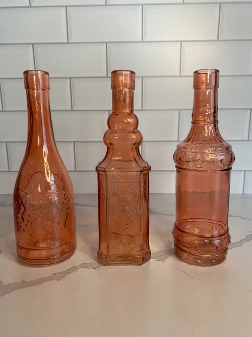 Assorted Coral Glass Bottles