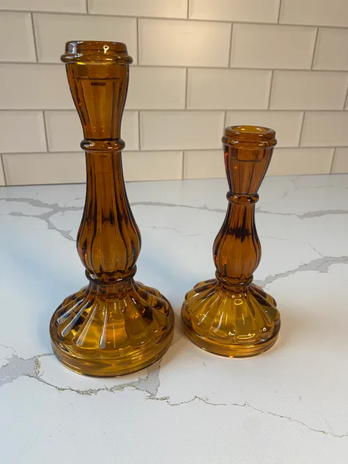Set of Amber Candlesticks