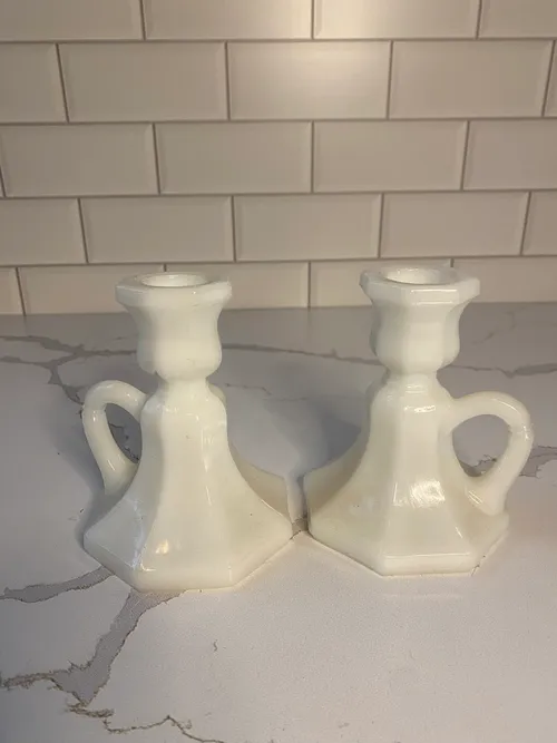 Set of Milk Glass Candle Sticks