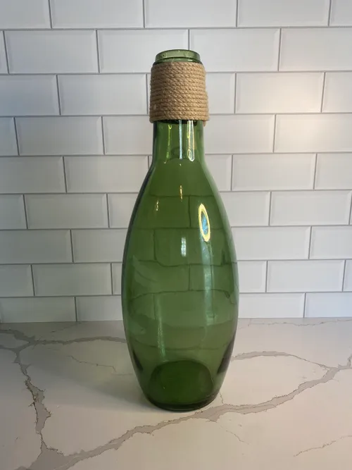 Tall Green Vase with Twine