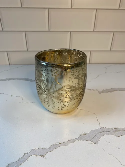 Large Gold Mercury Glass Votive Candleholder
