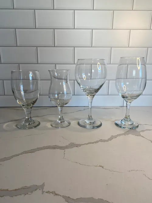Assorted Clear Glass Goblets
