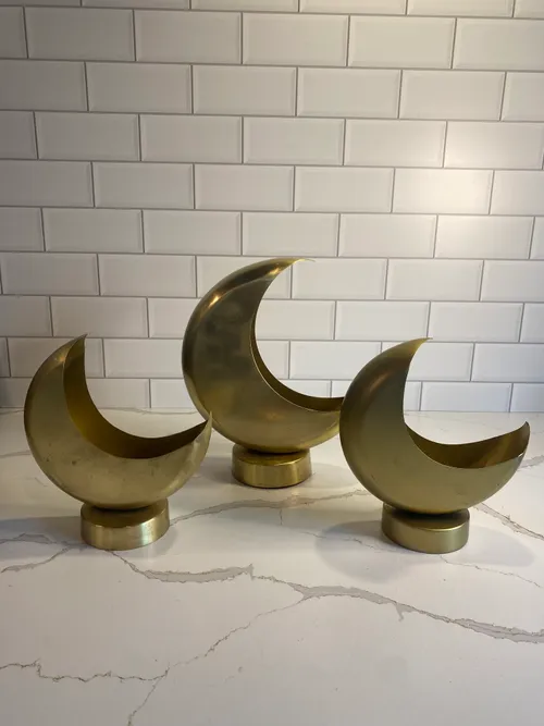 Set of 3 Gold Metal Moons