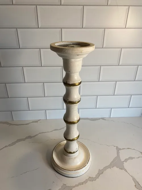 Large White with Gold Candleholder