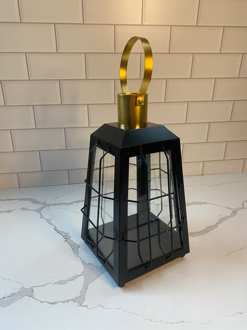 Small Black Lantern with Gold Top