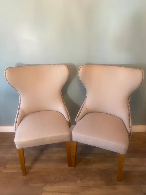Set of 2 Tan Nailhead Chairs
