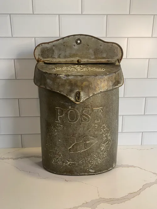 Metal Post Card Box with Bird Embellish