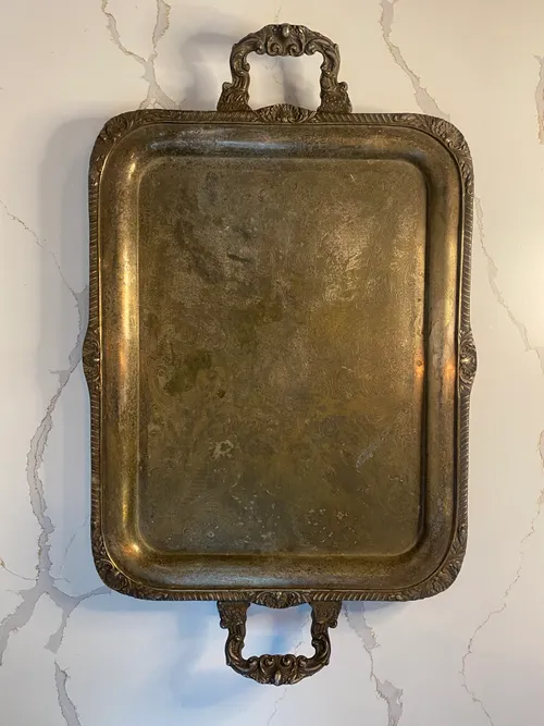 Large Tarnished Silver Platter