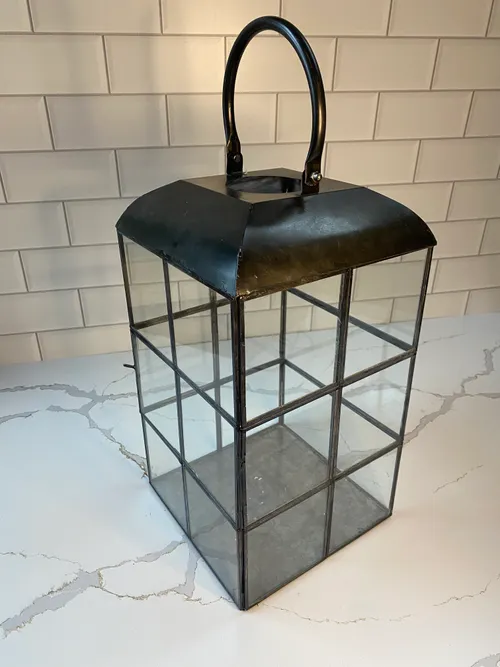 Large Black and Glass Window Pane Lantern
