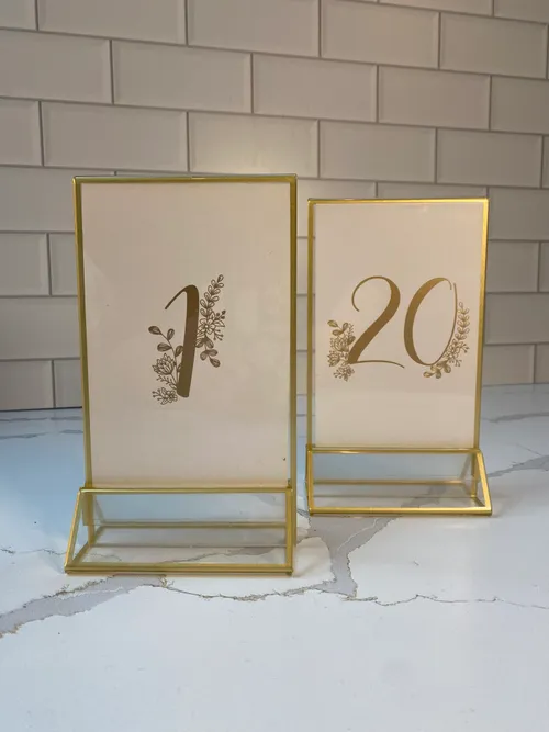Gold Table Numbers in Acrylic Stand with Paper Backing