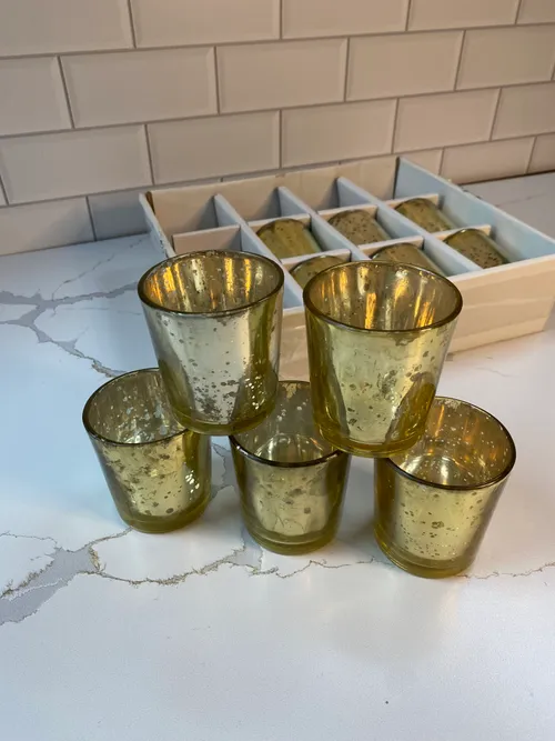Dozen Larger Gold Mercury Glass Tealights