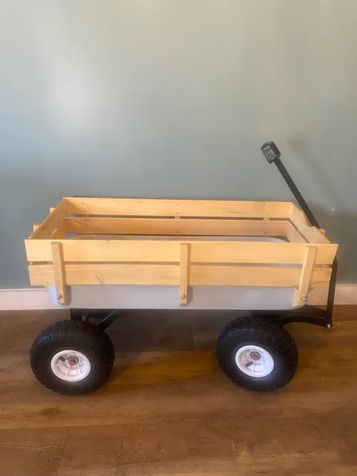 White Wagon with Wood Slats