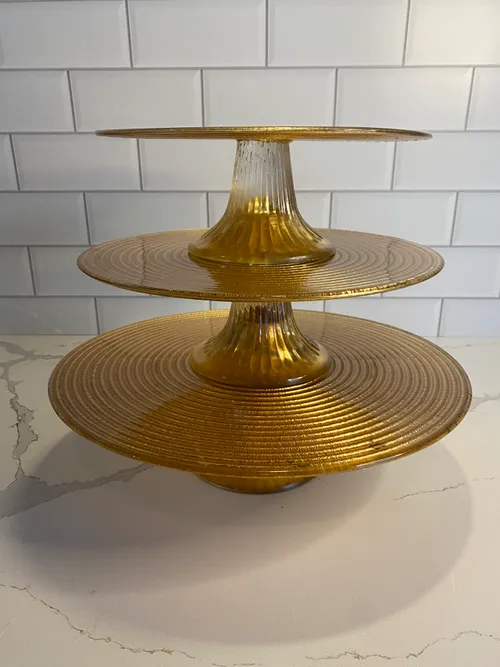 Set of 3 Glass Gold Stands