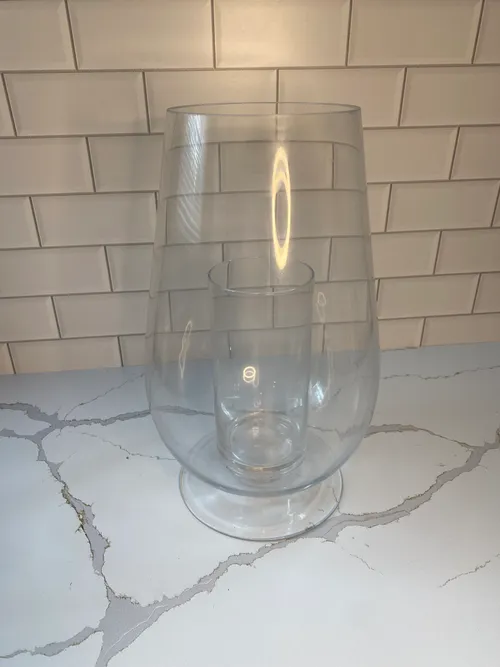 Large Glass Candleholders with Inner Cylinder