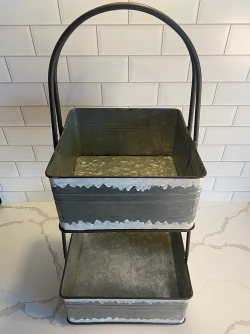 Large 2-tiered Rectangle Basket Stand