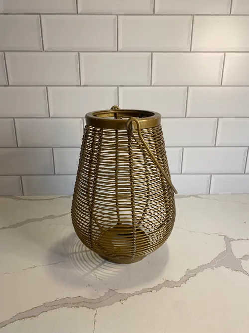 Small Gold Round Wire Lantern