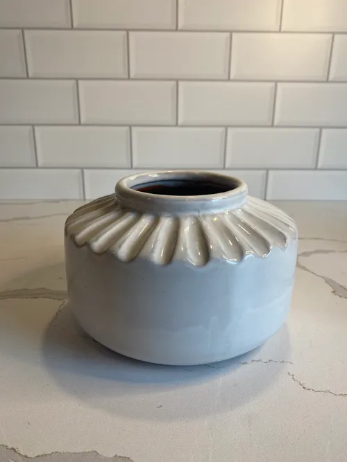 White Round Modern Short Vase