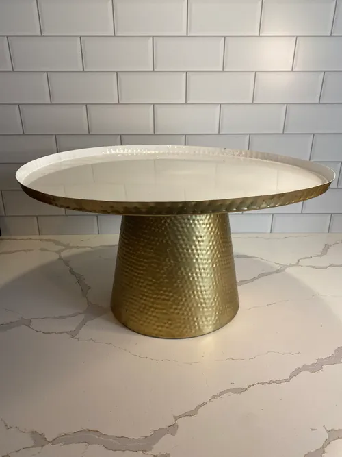Gold and White Metal Cake Stand