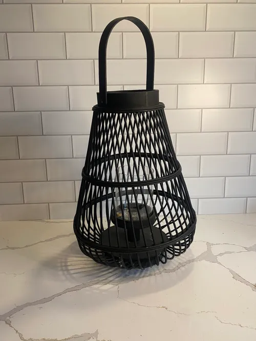 Medium Black Wicker Lantern
