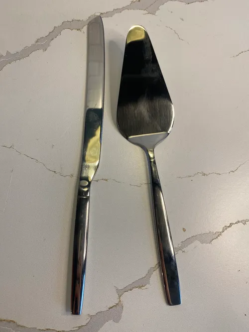 Modern Silver Cake Knife & Server
