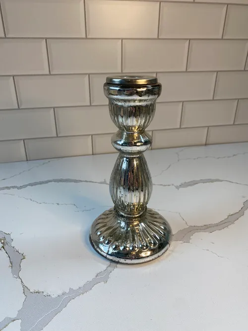 Silver Mercury Glass Candlesticks