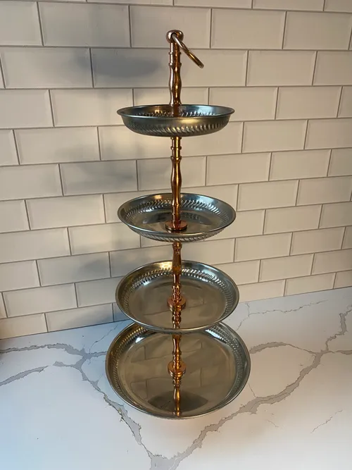4-tiered Silver and Copper Stand