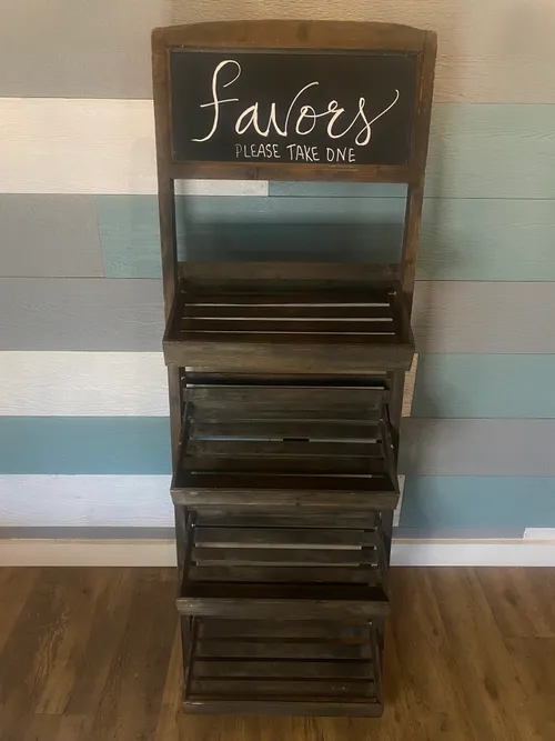 Wood Display Stand with Chalkboard Top