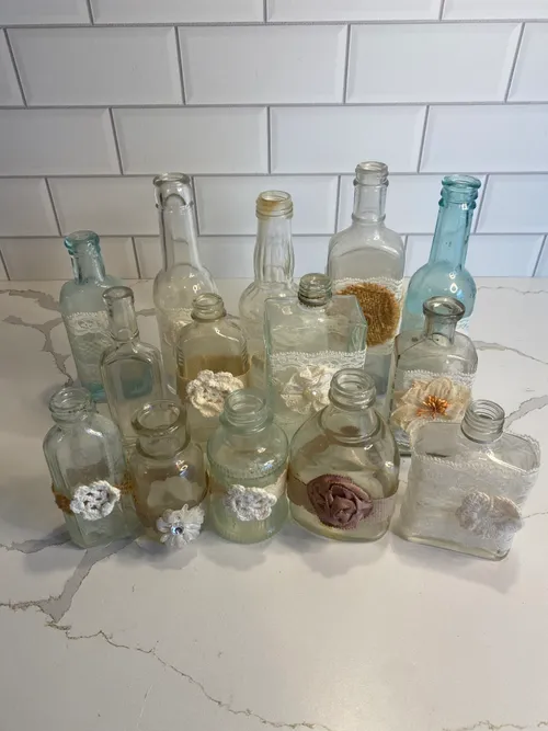 Collection of 15 Mini Shabby Chic Bottles