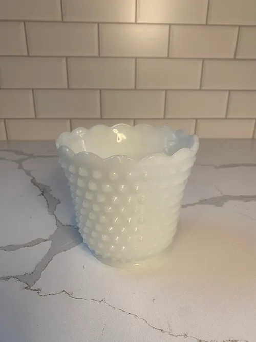 Hobnail Milk Glass Jar