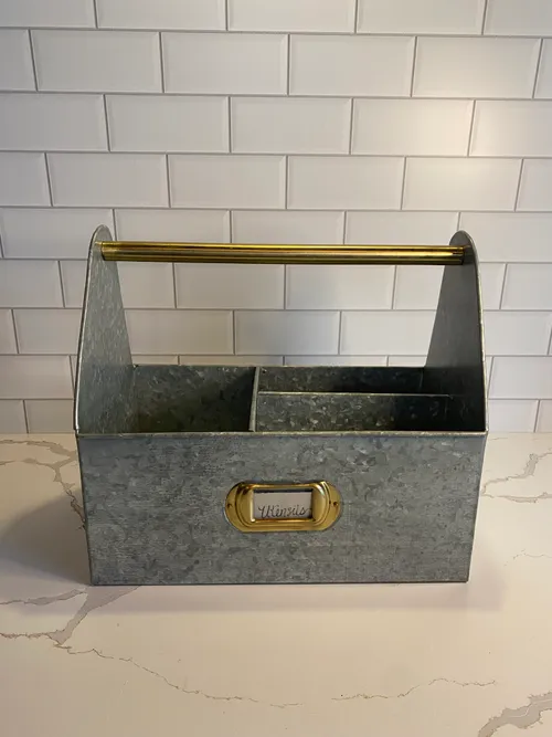 Galvanized 3 Compartment Tote