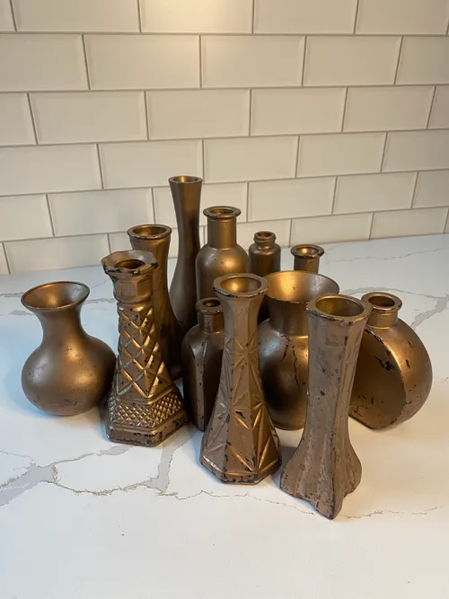 Assorted Small Copper Painted Bud Vases