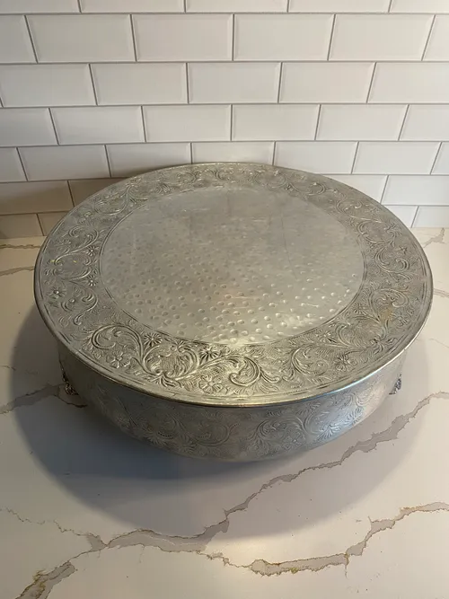 Large Round Silver Cake Stand