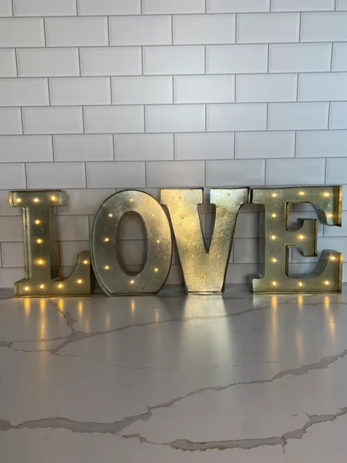 Galvanized Lighted Sign Set Spelling 'LOVE