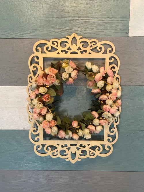 Pink and White Wreath in a Frame