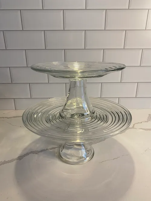 Set of 3 Swirl Glass Cake Pedestals