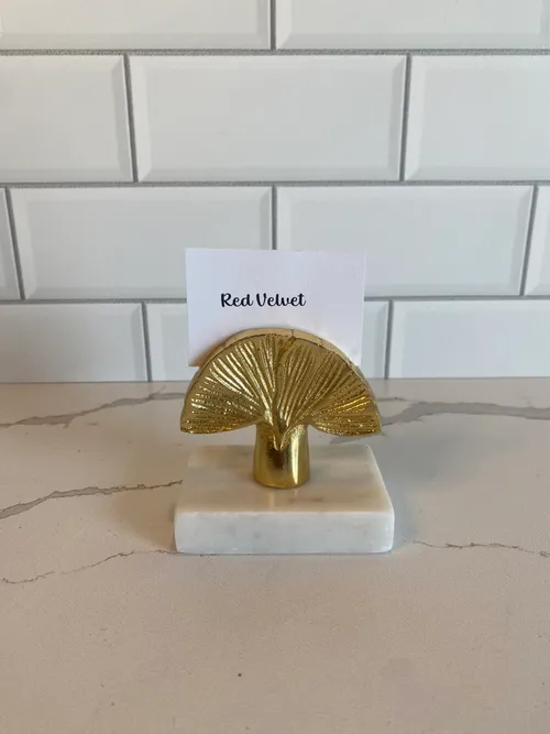 Marble and Gold Fan Placecard Holder