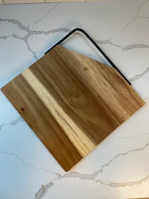 Square Wood Board with Metal Handle