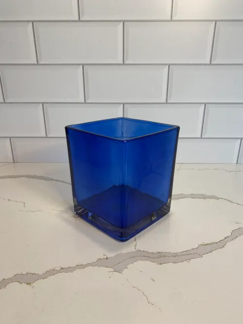 Square Glass Cobalt Vase