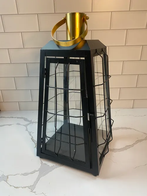 Large Black Lantern with Gold Top