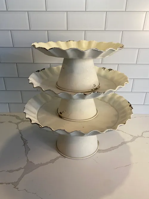 Set of 3 White Metal Stands