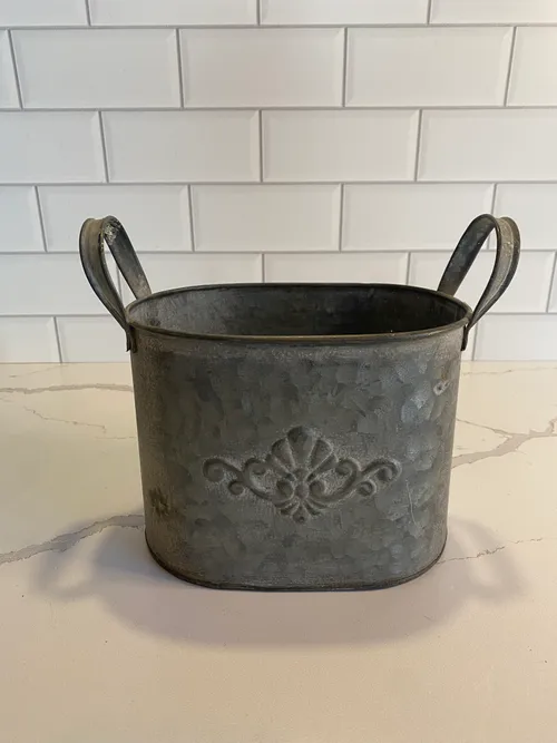 Small Galvanized Bucket with Design