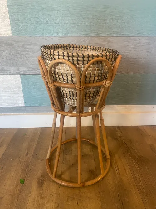 Bamboo Plant Stand with Basket