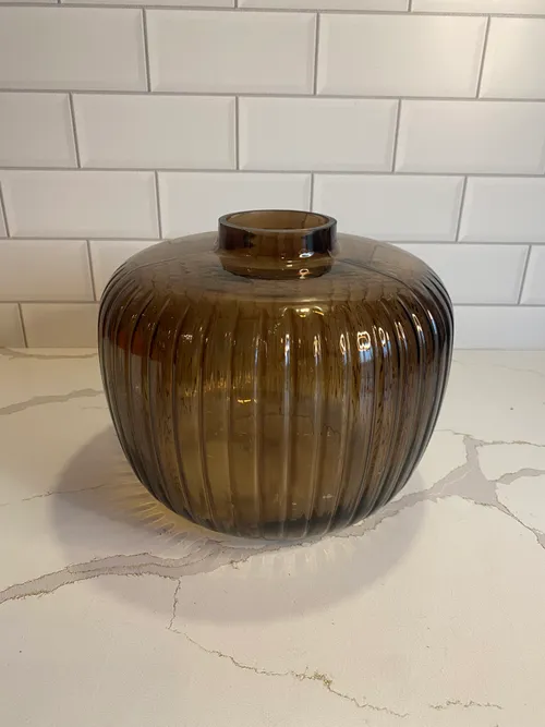 Large Low Amber Vase