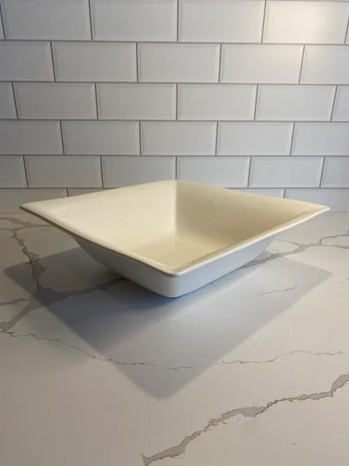 Large Square Shallow White Ceramic Bowl